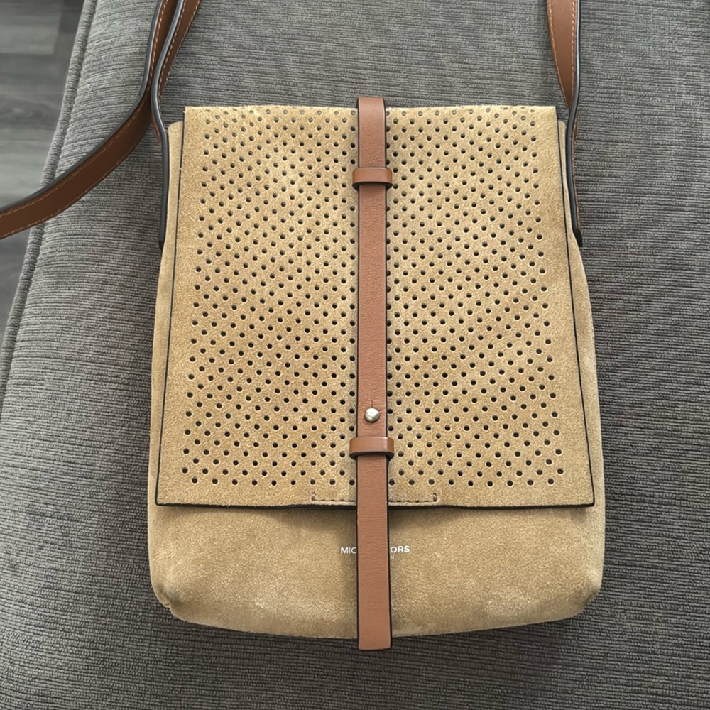 MICHAEL KORS Collection Rare Taos Perforated Suede Crossbody Bag (Preowned)